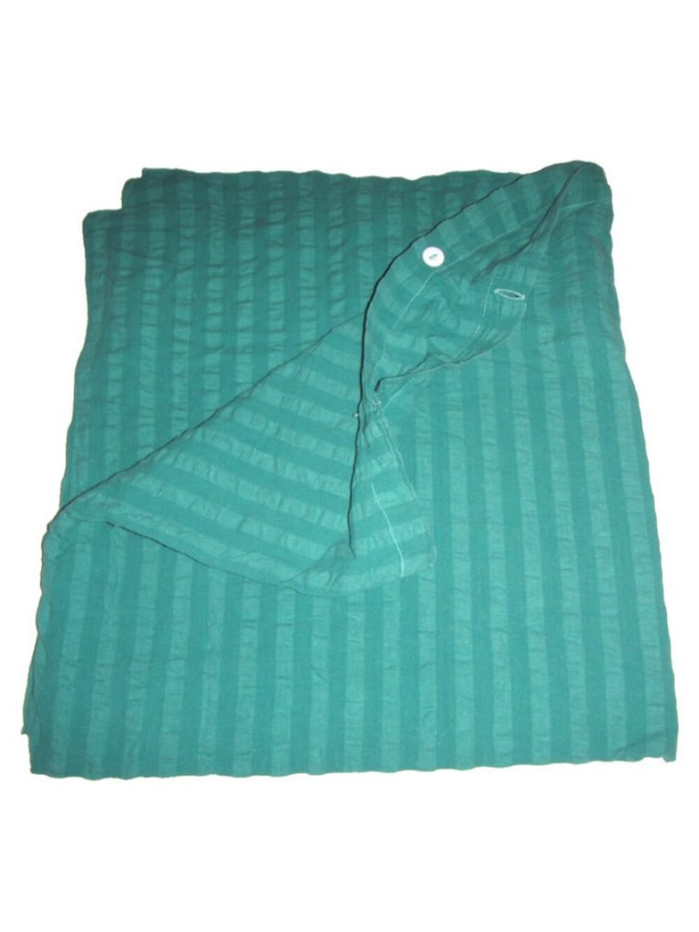 Euro Pillowcase Green Seersucker Cotton Square 32x30 with Button Closure